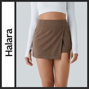 NWT HALARA High Waisted Back Zipper Split Hem 2-in-1 Corduroy Casual Skirt